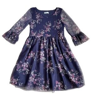 Epic Threads Girls Floral Mesh Dress Size L Bell Sleeves Lined